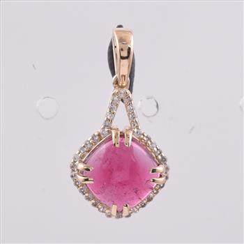 9K Gold 2.38 Ct Cushion Tourmaline Pendant