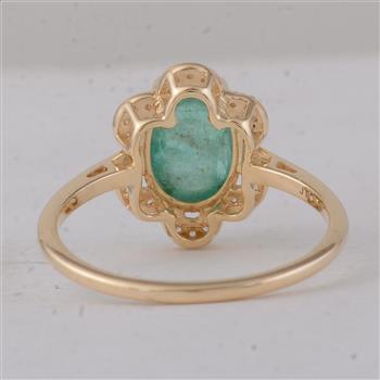 9K Gold 2.39 Ct Oval Emerald Ring  7 US Ring Size