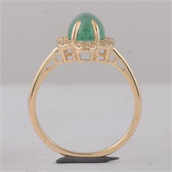 9K Gold 2.39 Ct Oval Emerald Ring  7 US Ring Size