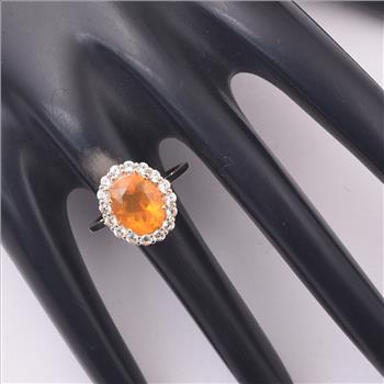 9K Gold 2.39 Ct Oval Fire Opal Ring 7 US Ring Size