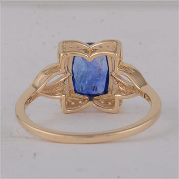 9K Gold 2.44 Ct Cushion Sapphire Ring  7 US Ring Size