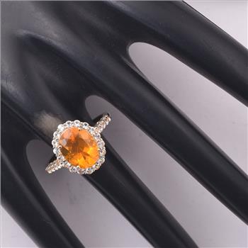 9K Gold 2.47 Ct Oval Fire Opal Ring 7 US Ring Size