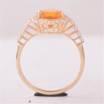 9K Gold 2.47 Ct Oval Fire Opal Ring 7 US Ring Size