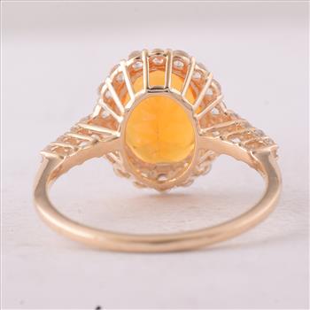 9K Gold 2.47 Ct Oval Fire Opal Ring 7 US Ring Size
