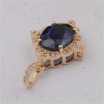 9K Gold 2.48 Ct Oval Sapphire Pendant