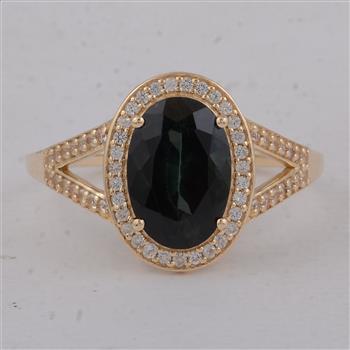 9K Gold 2.49 Ct Oval Tourmaline Ring 7 US Ring Size