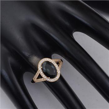 9K Gold 2.49 Ct Oval Tourmaline Ring  7 US Ring Size