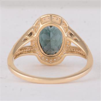 9K Gold 2.49 Ct Oval Tourmaline Ring  7 US Ring Size