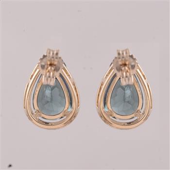 9K Gold 2.54 Ct Pear Tourmaline Earrings