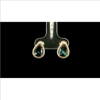 9K Gold 2.54 Ct Pear Tourmaline Earrings