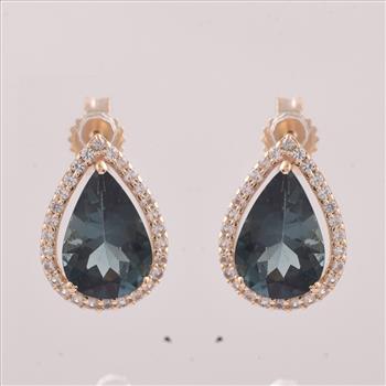 9K Gold 2.54 Ct Pear Tourmaline Earrings