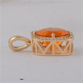 9K Gold 2.59 Ct Round Fire Opal Pendant