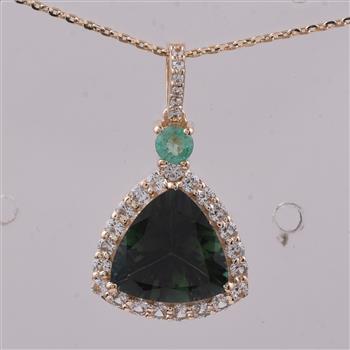 9K Gold 2.59 Ct Trillion Tourmaline Pendant