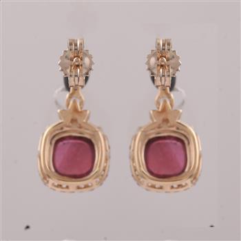 9K Gold 2.60 Ct Cushion Tourmaline Earrings