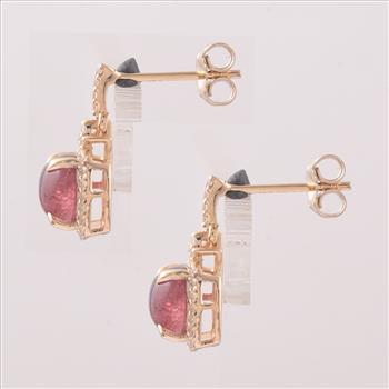 9K Gold 2.60 Ct Cushion Tourmaline Earrings