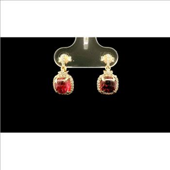 9K Gold 2.60 Ct Cushion Tourmaline Earrings