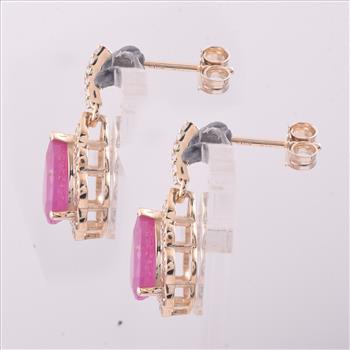 9K Gold 2.64 Ct Pear Ruby Earrings