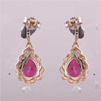 9K Gold 2.64 Ct Pear Ruby Earrings