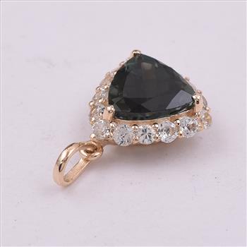 9K Gold 2.67 Ct Trillion Tourmaline Pendant