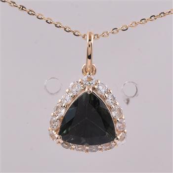 9K Gold 2.67 Ct Trillion Tourmaline Pendant