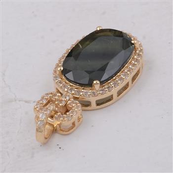 9K Gold 2.68 Ct Cushion Sapphire Pendant