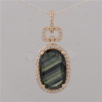 9K Gold 2.68 Ct Cushion Sapphire Pendant