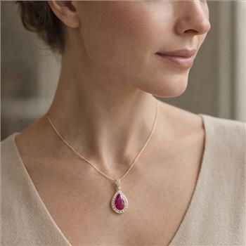 9K Gold 2.69 Ct Oval Ruby Pendant