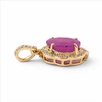 9K Gold 2.69 Ct Oval Ruby Pendant