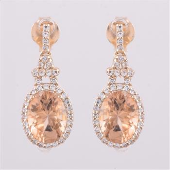 9K Gold 2.69 Ct Oval Tourmaline Earrings