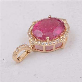 9K Gold 2.69 Ct Oval Tourmaline Pendant