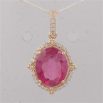 9K Gold 2.69 Ct Oval Tourmaline Pendant