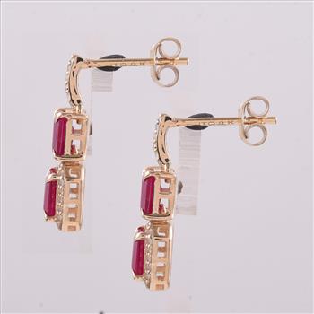 9K Gold 2.73 Ct Octagon Ruby Earrings