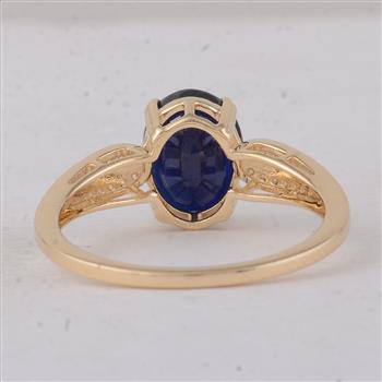 9K Gold 2.75 Ct Oval Sapphire Ring 7 US Ring Size