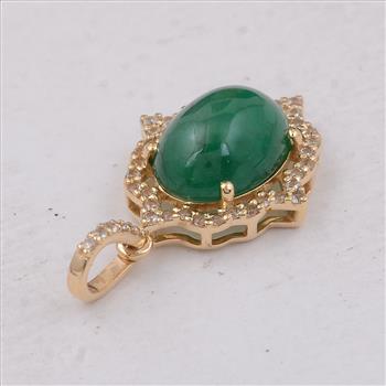 9K Gold 2.76 Ct Oval Emerald Pendant