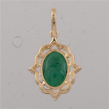 9K Gold 2.76 Ct Oval Emerald Pendant