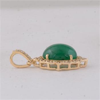 9K Gold 2.76 Ct Oval Emerald Pendant