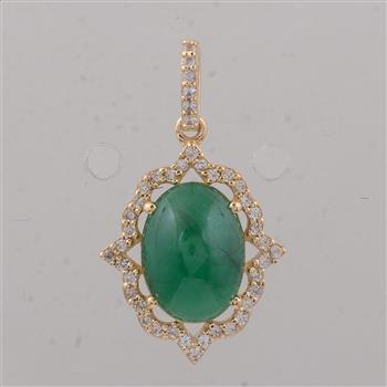 9K Gold 2.76 Ct Oval Emerald Pendant