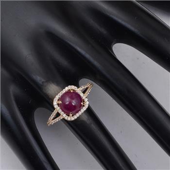 9K Gold 2.79 Ct Round Ruby Ring  7 US Ring Size