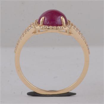 9K Gold 2.79 Ct Round Ruby Ring  7 US Ring Size
