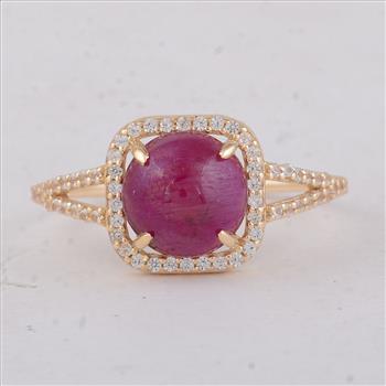 9K Gold 2.79 Ct Round Ruby Ring  7 US Ring Size