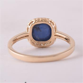 9K Gold 2.82 Ct Cushion Sapphire Ring 7 US Ring Size