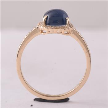 9K Gold 2.82 Ct Cushion Sapphire Ring 7 US Ring Size