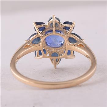 9K Gold 2.83 Ct Cushion Sapphire Ring 7 US Ring Size