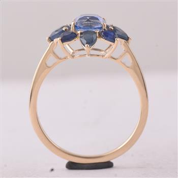 9K Gold 2.83 Ct Cushion Sapphire Ring 7 US Ring Size