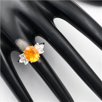 9K Gold 2.86 Ct Oval Fire Opal Ring 7 US Ring Size