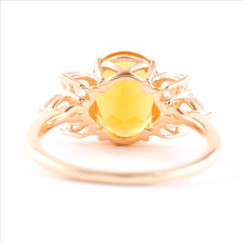 9K Gold 2.86 Ct Oval Fire Opal Ring 7 US Ring Size