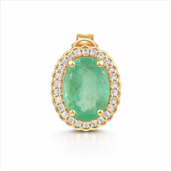 9K Gold 2.92 Ct Oval Emerald Earrings