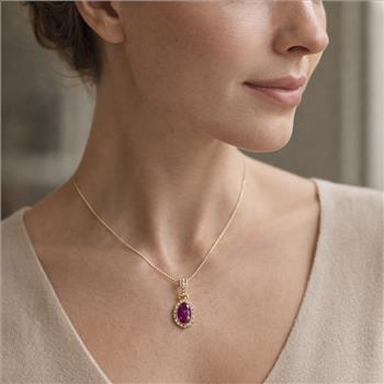9K Gold 2.95 Ct Oval Ruby Pendant