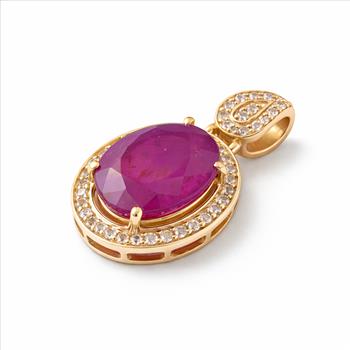 9K Gold 2.95 Ct Oval Ruby Pendant