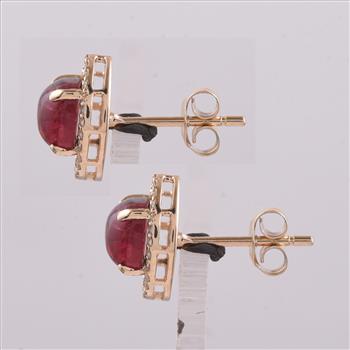 9K Gold 2.96 Ct Cushion Tourmaline Earrings